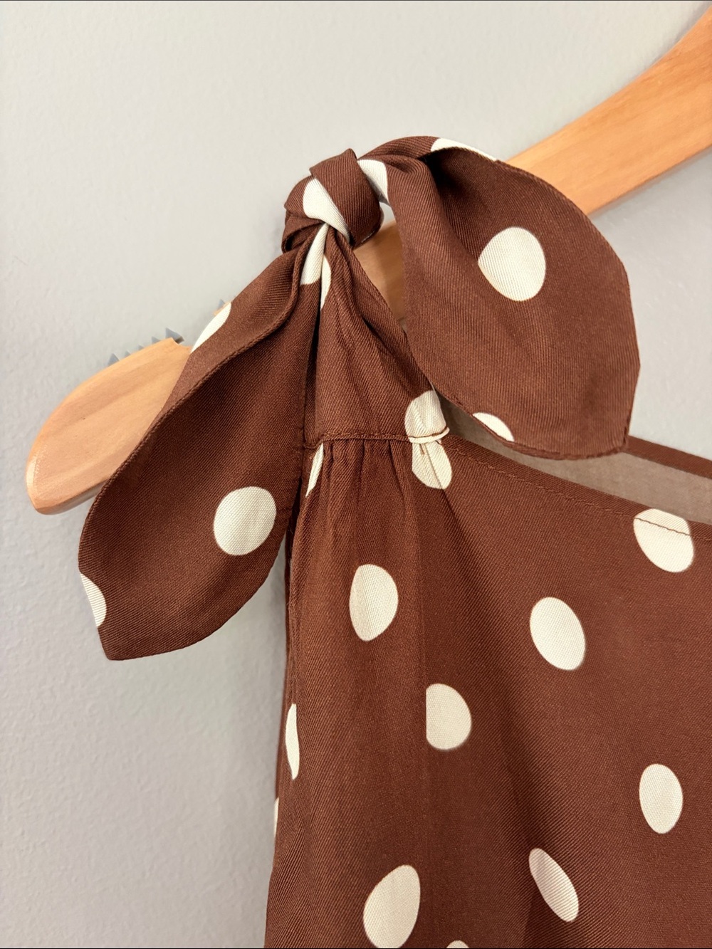 Doen Melina Dress Georgine Dot Small Brown Ivory Polka Dot Silk Retro Cottage - Picture 4 of 14